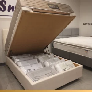 Conjunto Colchão de Molas Virtude! + Cama Box Baú Personnalite + Cabeceira Premium (2)69×188 (Casal Bipartido)